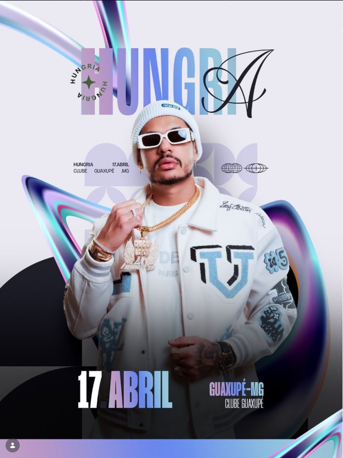 Rapper Hungria faz show nesta sexta-feira(17) em Guaxupé.