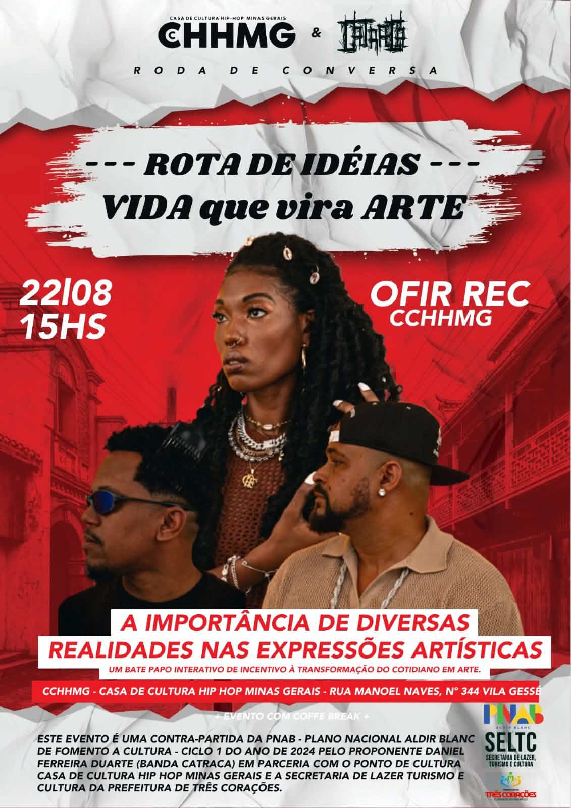 Casa de Cultura Hip Hop de Três Corações sedia evento gratuito sobre como o cotidiano se transforma em arte