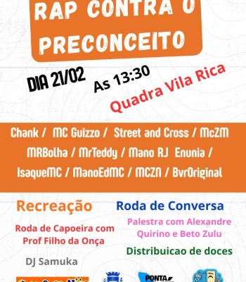 Extrema promove ‘Rap Contra o Preconceito’ com maratona cultural e palestras antirracista