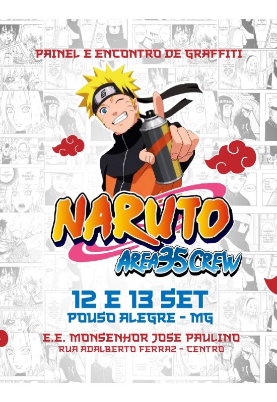 AREA 35 CREW promove evento de graffiti com tema Naruto em Pouso Alegre